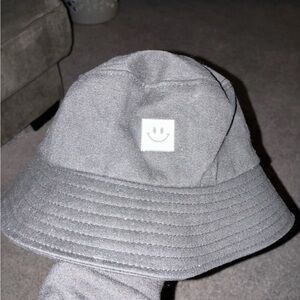 Black Bucket Hat with Smiley Face